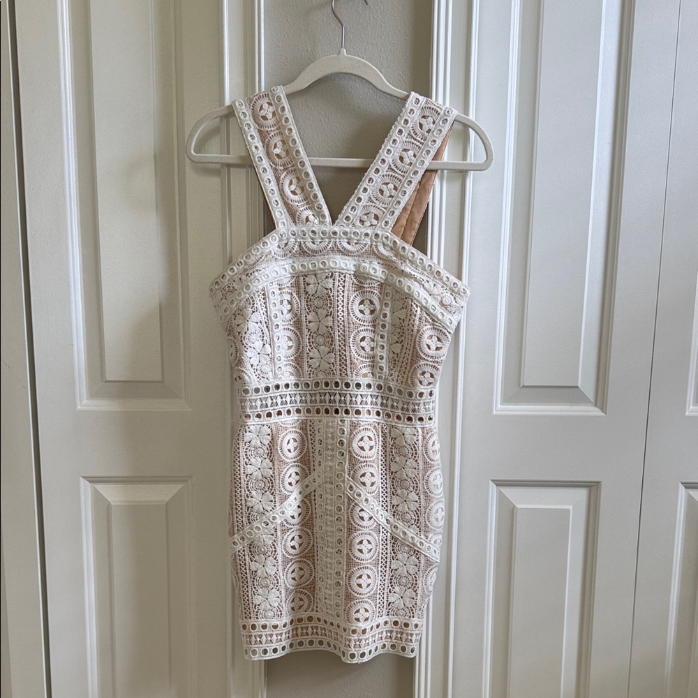 Superdown Cream Lace Mini Dress